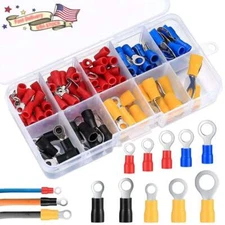 102PCS Insulated Electrical Wire Splice Terminal Spade/Crimp/Ring Connector Kit