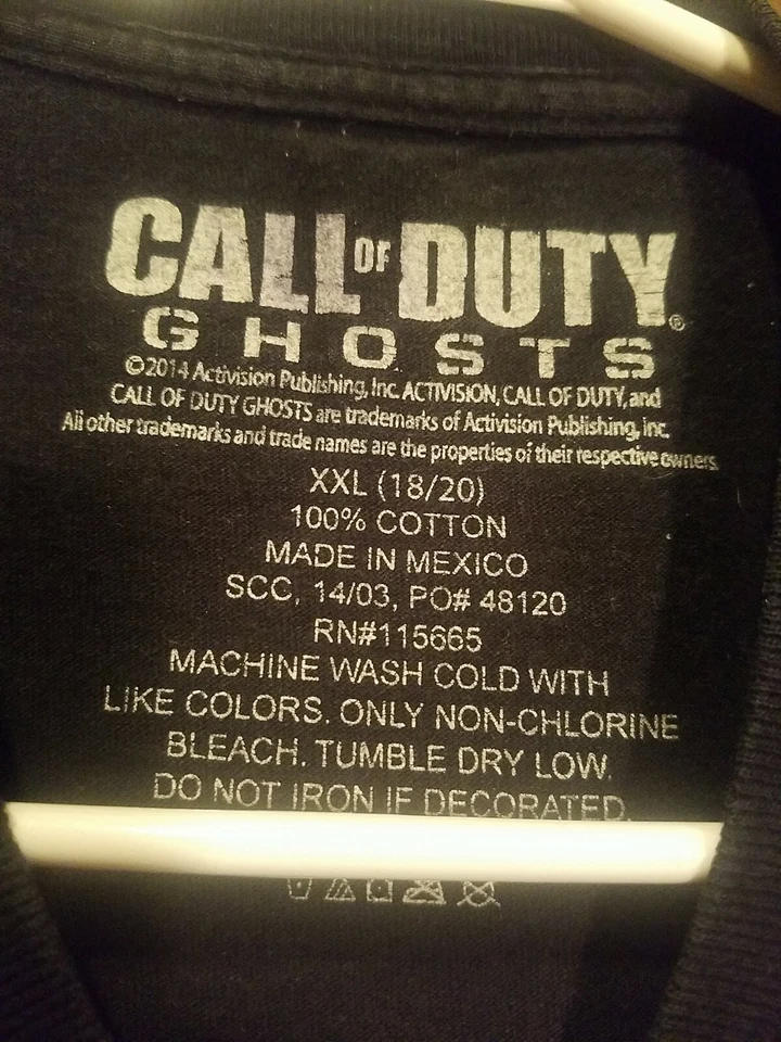 Camisa Negra Call Of Duty Ghosts Juvenil Talla XXL (18/20) Foto 2 de 3