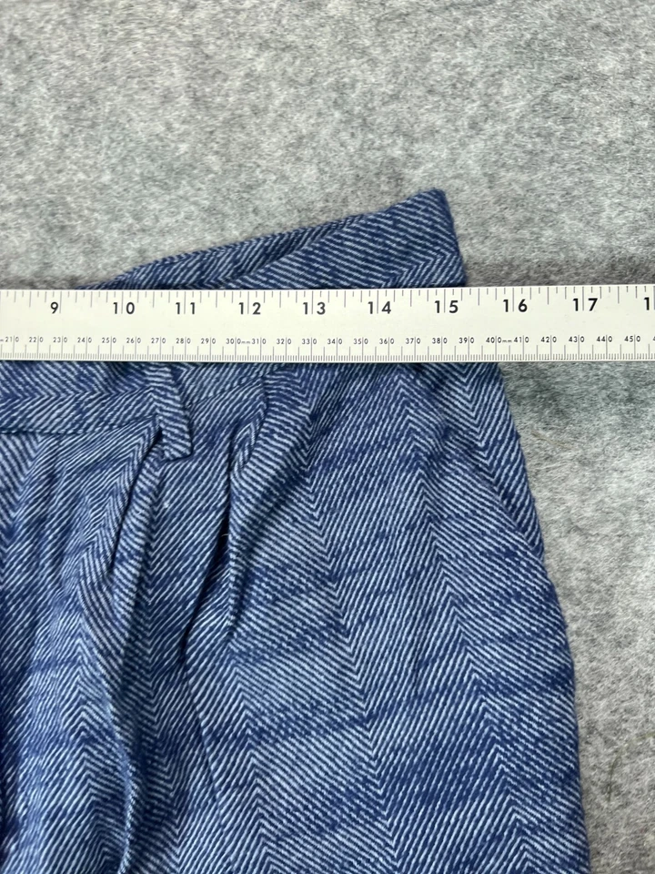 Calça Urban Outfitter Feminina Azul Médio Perna Larga Chino 30x28 Plissada - Imagem 2 de 4