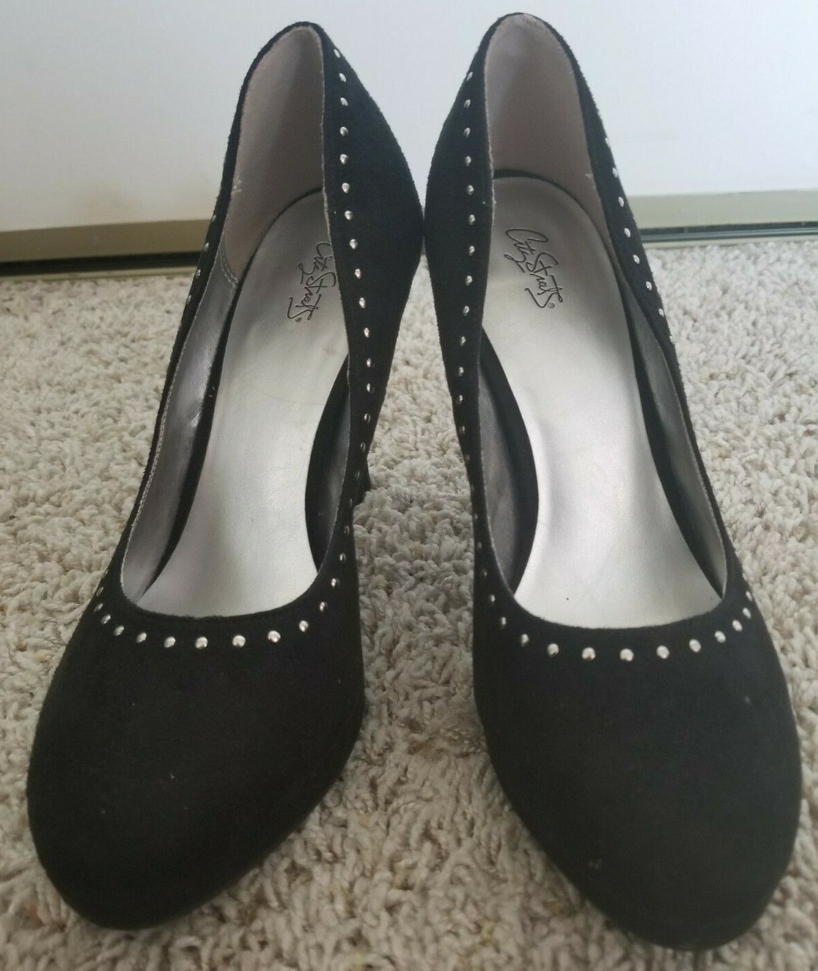 City Streets Basic Black Silver Studded High Heel… - image 2