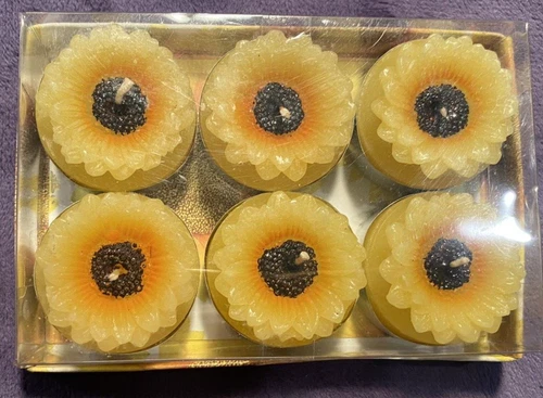 Mini Tea Light Sunflower Candles 6 pieces in set - 1.25" Diam.
