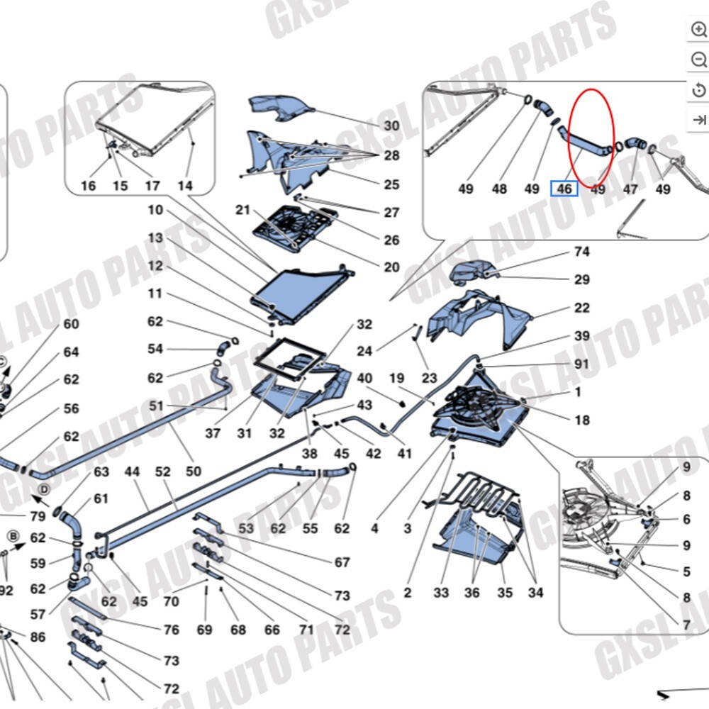 For Ferrari 488 radiator connection coolant hose H20 311601