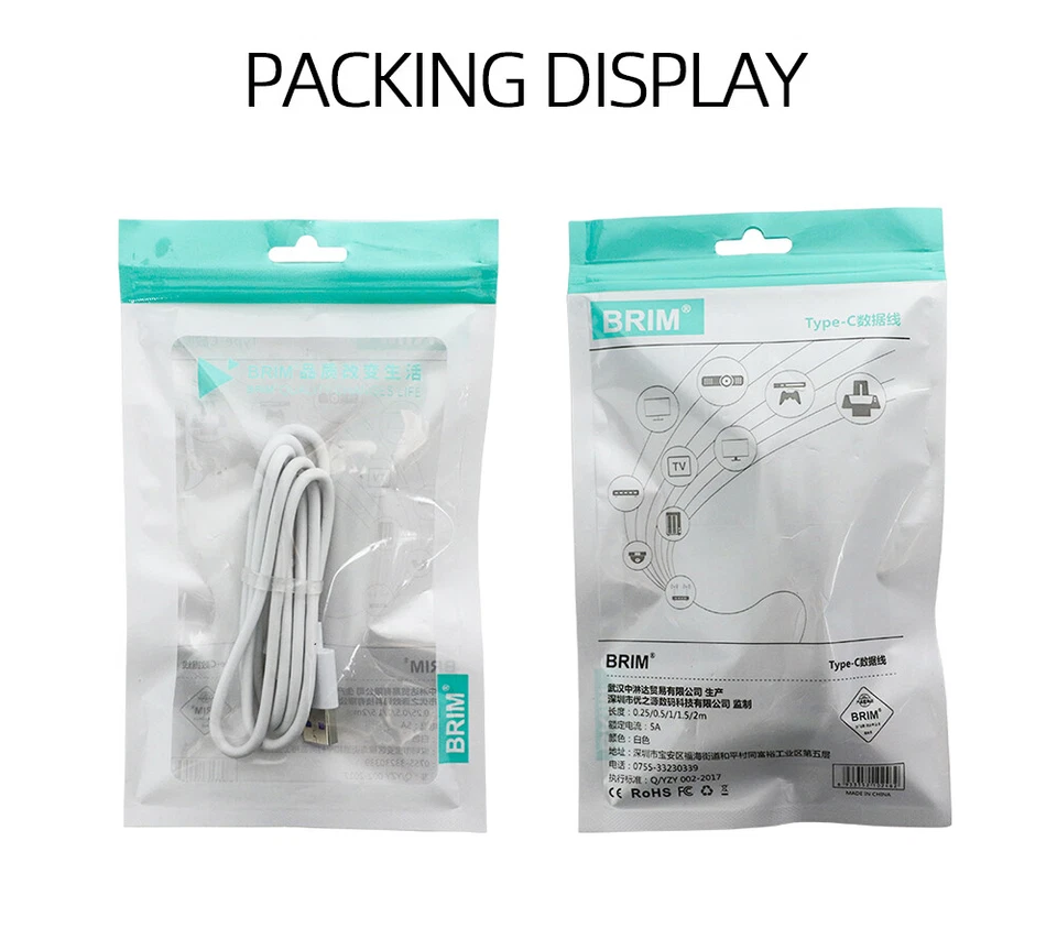 Type C USB Fast Charging Data Sync Cable Lead 5A Charging Cord Rapid Charger 1M - Image 3 of 4