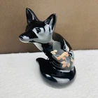 SIGNED! Fenton Hand Painted Autumn Leaves Art Glass J.K. Spindler Black Fox HTF!