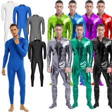 Men Bodysuit Lingerie Leotard Long Sleeve Unitard Skin-Tight Yoga Dance Costume