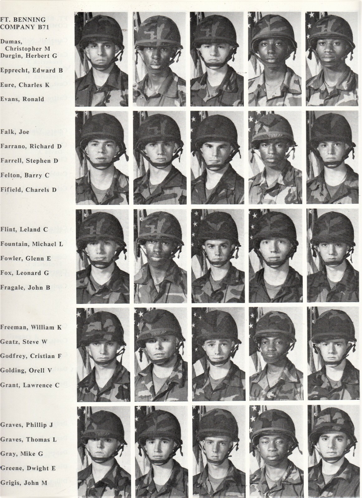 1985 Ft. Benning Basic Training Yearbook Co. B, 7th Battalion, 1st