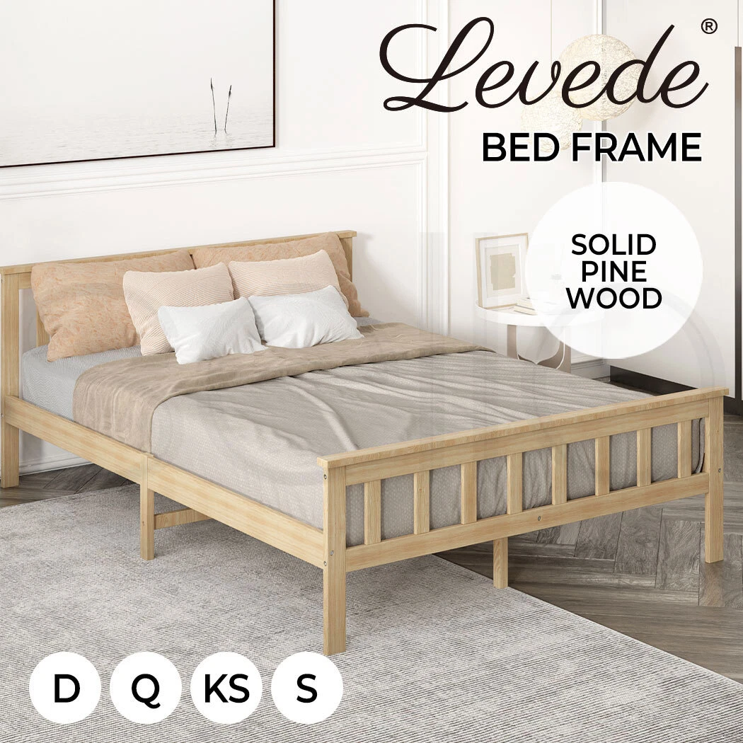Levede Wooden Bed Frame Queen Double Single Rustic Mattress Base