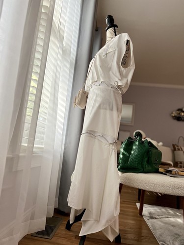 Hermes Robe évasée à étages Dress in Blanc White SS23 size 38 Store Price - Picture 3 of 18