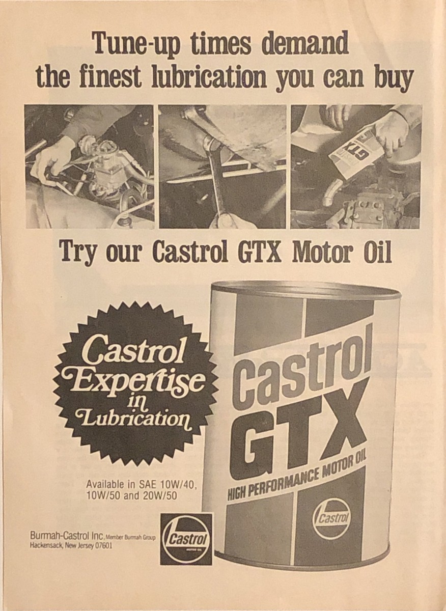 PRINT AD 1975 Castrol GTX High Performance Motor Oil - Expertise