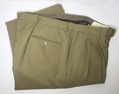 ZANIERI MEN S SIZE 33 X 32 BEIGE TAN DRESS PANTS 100% WOOL ITALY