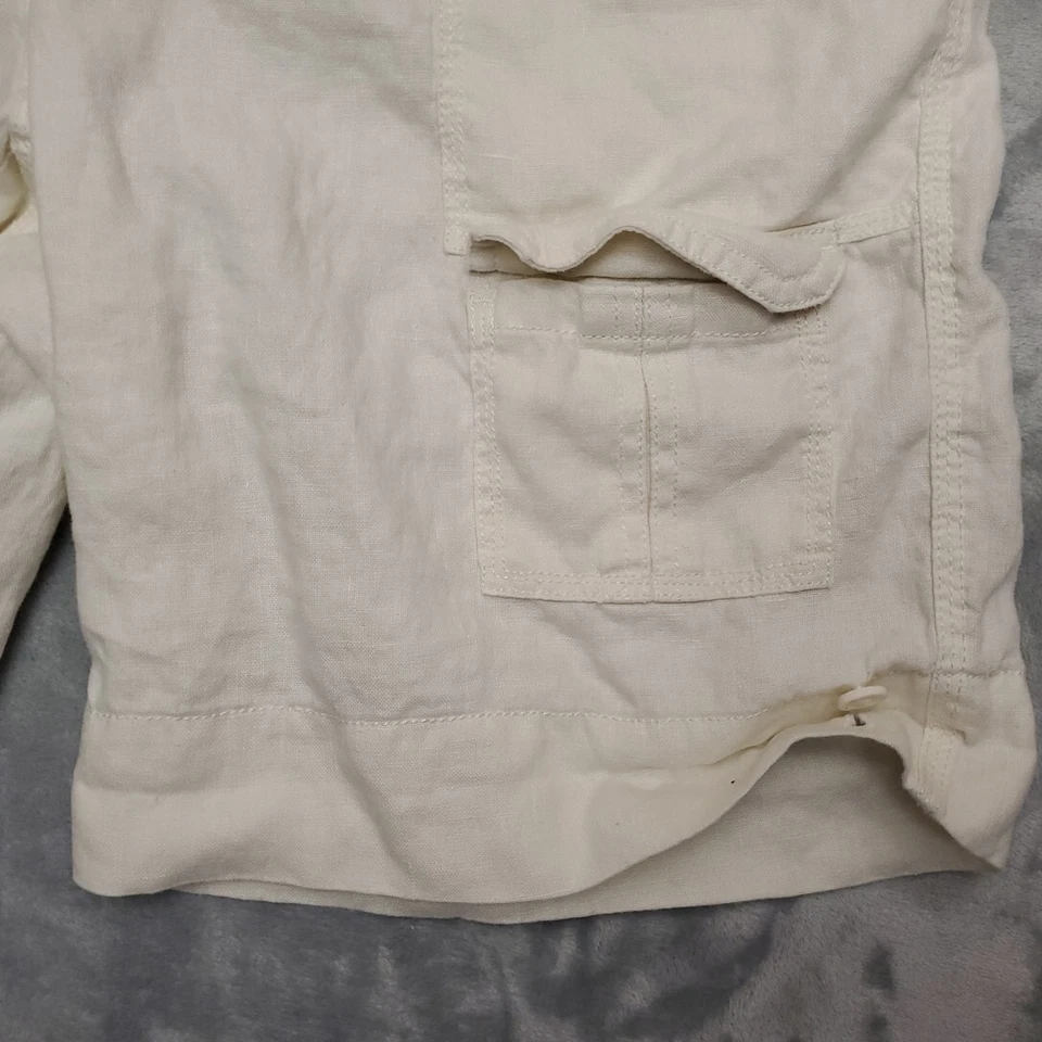 Pantalones Cortos Coldwater Creek Para Mujer 16 Crema 100% Lino Informales Exterior Pantalones Cortos Costeros Foto 2 de 4