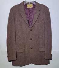 Vintage Harris Tweed Sports Coat Blazer Brown Hand Woven Made in Austria