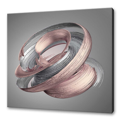 Abstrakt Metallic Pinselstrich Silber Rosegold Leinwandbild Wandbild