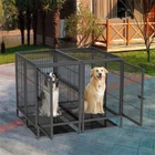 Heavy Duty Dog Crate With Divider Large Kennel Chew Proof Pet Cage Double Tray