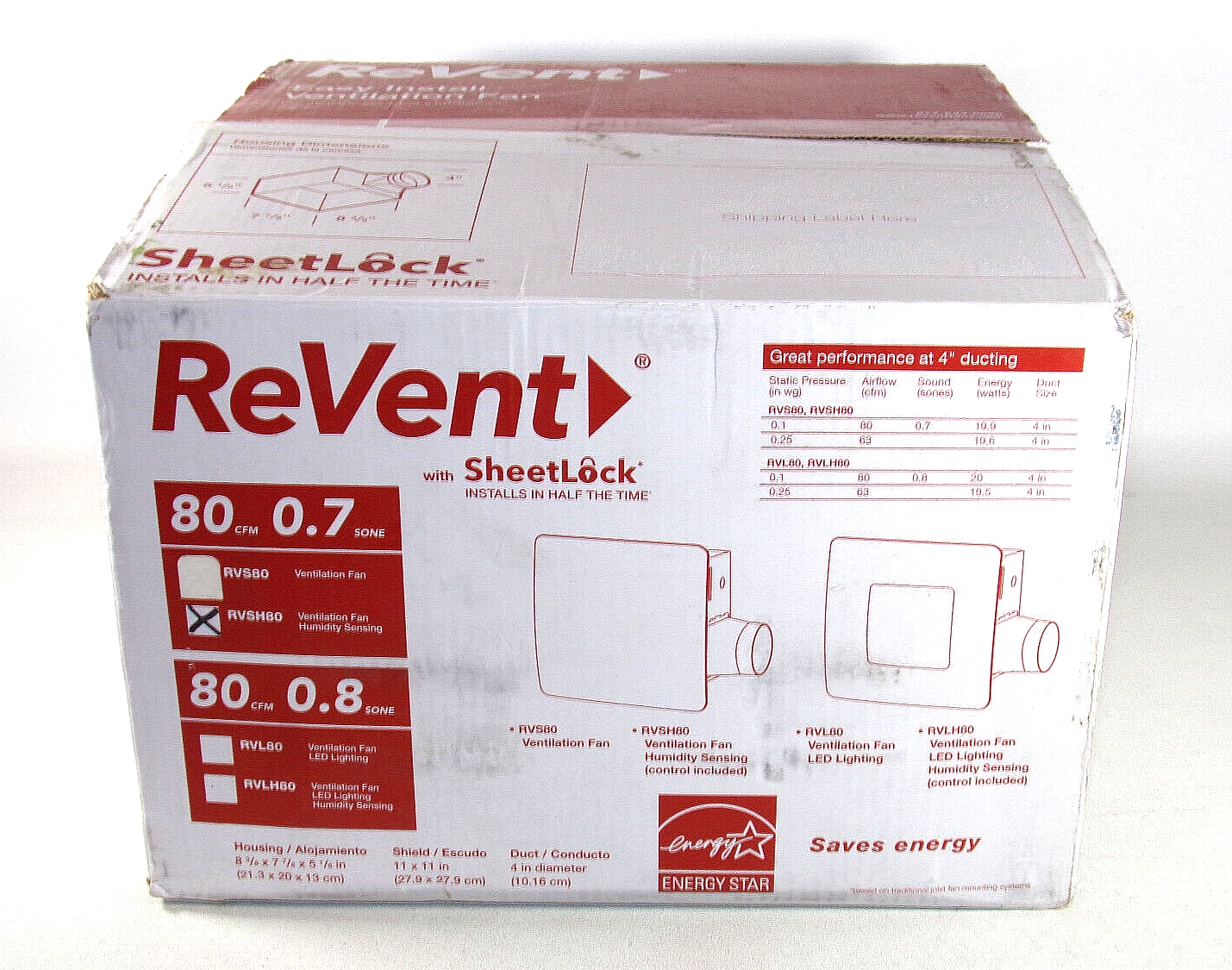 ReVent RVSH80 Easy Install Ventilation Fan, Exhaust Fan | eBay