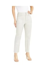 INC Ankle Beige Chino Patch Pocket Straight Leg Stretch Pants  NEW 10 #F124