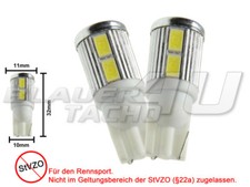 2x feu de position 10SMD LED blanc w5w T10 base en verre Superhell for