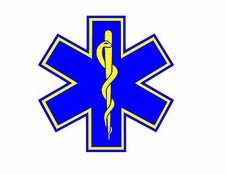 STAR OF LIFE EMT EMS Vinyl Window Decal/Sticker BLUE/YELLOW