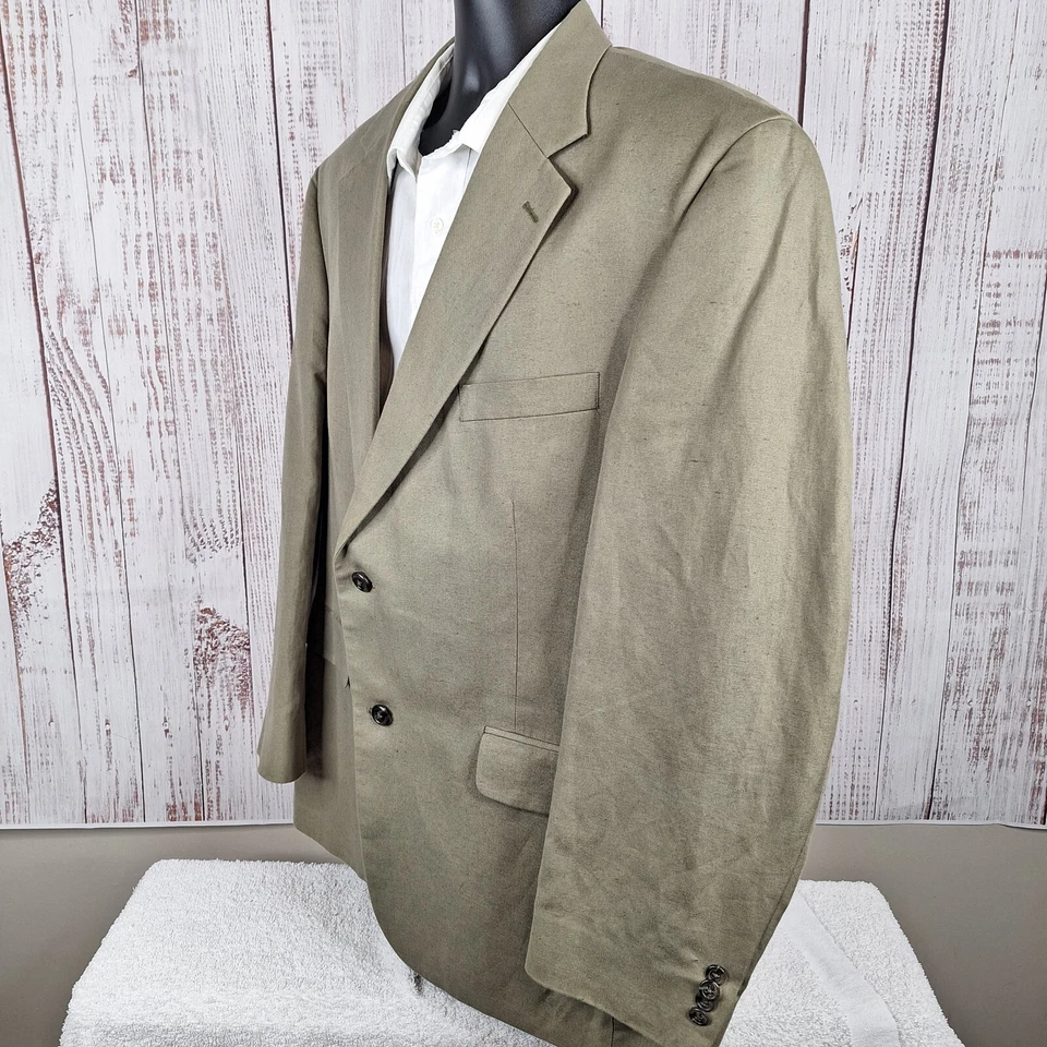 Blazer Abrigo Deportivo Lands End Para Hombre 44R Beige Manchado Algodón Lino Foto 4 de 4