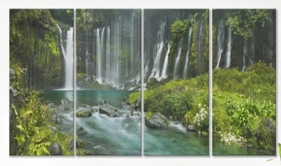 Designart Shiraito Falls Mount Fuji Japan-Print Wall Canvas, 48'' x 28'' 