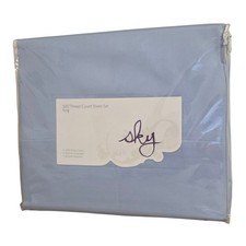 Set Lenzuola Sky King Coastal Blue 500 TC Pima Cotone 4pz Antirughe Nuovo