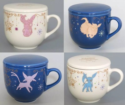 Platinum Zakka Pokémon Mug Set with Lids, Eevee & Friends, 4 pcs, Star DesignP