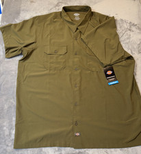 NWT Dickies Performance Button Up Short Sleeve Dark Olive Work Shirt -XXLarge
