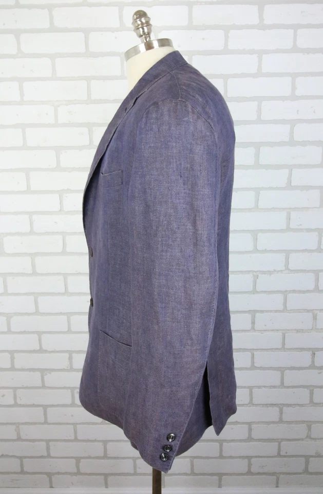 Blazer Abrigo Deportivo Chaqueta Luciano Barbera Suave Púrpura Cambray Lino 44 EE. UU. 54 UE Foto 2 de 4