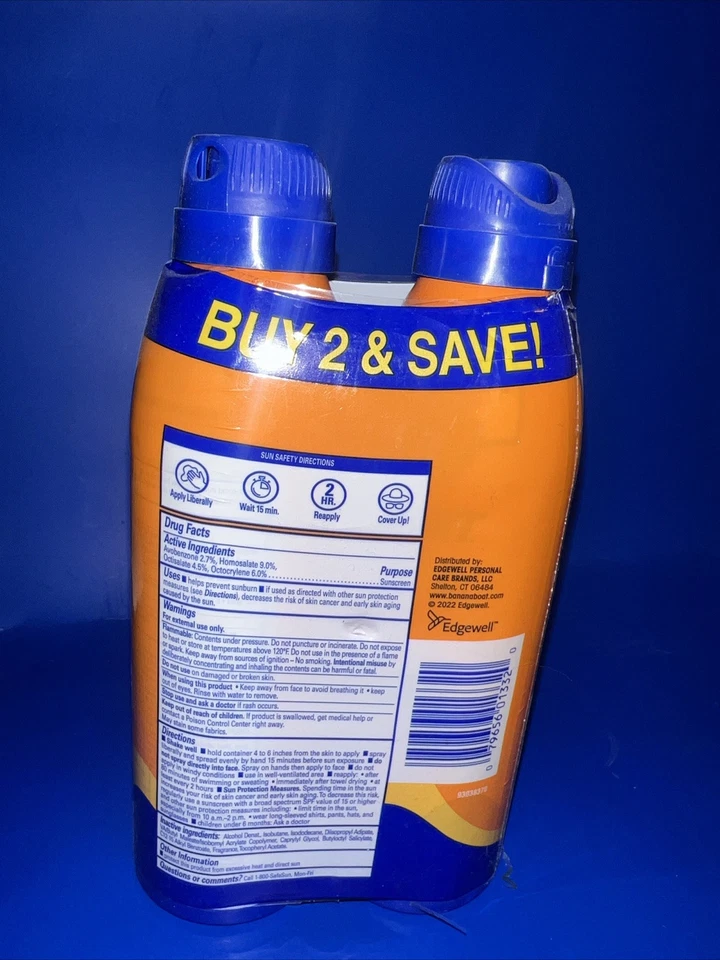 Banana Boat Sport Ultra 50 SPF Protector Solar Spray Paquete Doble, 12 Oz, Resistente al Agua Foto 2 de 3