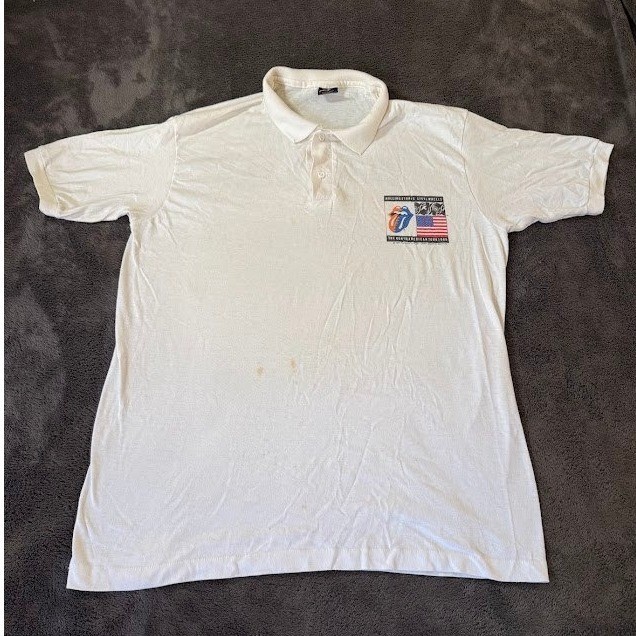 Vintage 1989 Rolling Stones Steel Wheels Tour Polo Shirt XL White Anvil USA