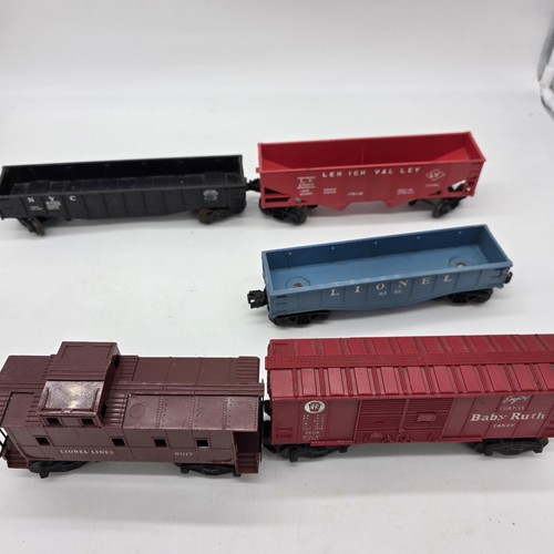 Vintage Lionel O Gauge Train Car Lot 5pc Gondola Caboose Boxcar Multicolor 1:48
