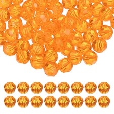 8mm Round Crystal Beads, 100 Pcs Glass Faceted Ball Bead, Orange