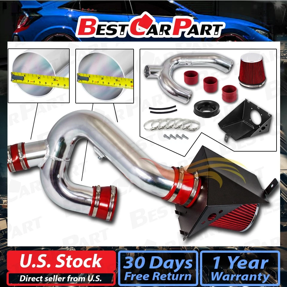 Kit de admisión de aire frío protector térmico EcoBoost BCP ROJO 12-14 Ford F150 3.5 V6 + filtro Foto 2 de 4