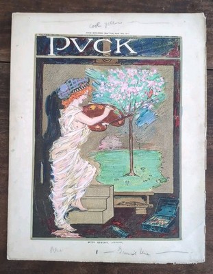 Frank A. Nankivell Original 1911 Double Sided Artists Color Proof Puck Cover Art