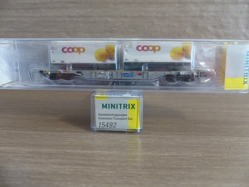 Minitrix N 15492 vierachsiger Containertragwagen der Bauart Sgns "coop®" | Condition: Neu