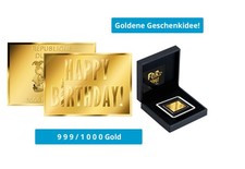 Goldm&uuml;nze Motiv "Happy Birthday" 999/1000 Gold Geschenk