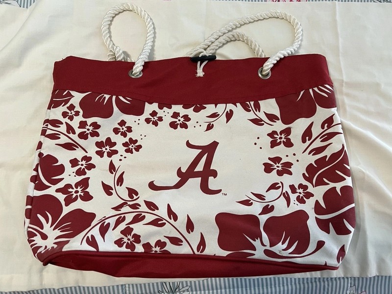 Alabama Crimson Tide Beach Tote- Hibiscus Print