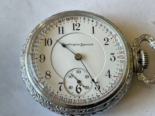 Neat Burlington Watch Co 3 finger bridge Illinois 19J adj 16s pocket watch 1913