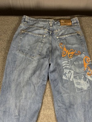Vintage Notorious BIG Jeans Mens 36x34 Light Wash Baggy Embroidered Hip Hop Y2K