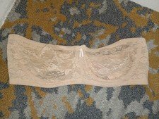 Dobreva Lace Strapless Demi Bra Beige 36DD Wired Unlined No Padding Boned