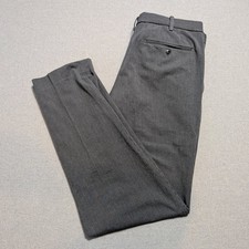 Uniqlo Heattech Dress Pants Mens 36x34 Gray Flat Front Stretch Warm Lined