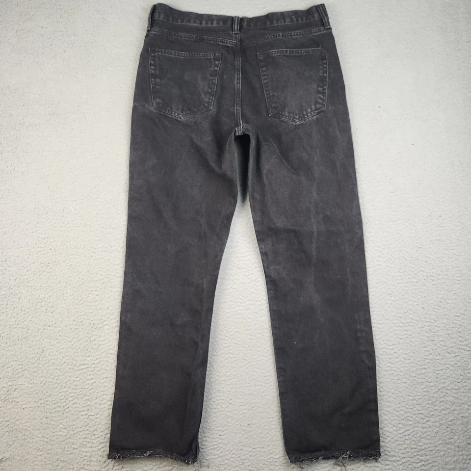 Relaxed Fit Straight Leg Jeans Men's 33x32 Black Distressed Cotton Grunge Denim - Image 2 of 4