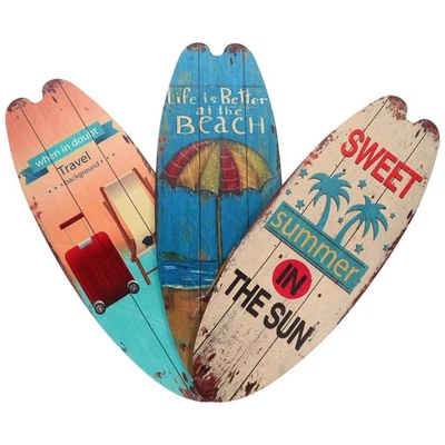 3 Pcs Wanddeko Wanddekoration Surfbrett-Ornament Holz-Hängeschild - Bild 1 von 4