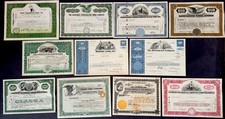 Sammlung Konvolut 11 historische USA Aktien - verschiedene Branchen