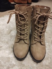 New Primark Faux Taupe Leather Boots Size 7 UK