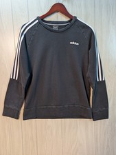 Adidas Fleece Crew Neck 3 Stripes Sweatshirt Black Size Medium 12-14 Comfy