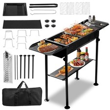 Image of Portable Charcoal Grill Kabob Barbecue Grill Garden Camping Hibachi BBQ Griddle