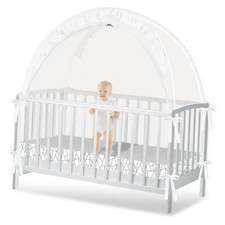 Crib Tent to Keep Baby from Climbing Out - Crib Net to Keep Lager White - Lines