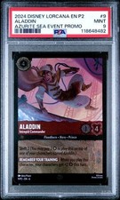 DISNEY LORCANA EN P2-PROMO 9 ALADDIN AZURITE SEA EVENT PROMO PSA 9