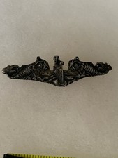 1950s US Navy Submarine Dolphins Badge Sterling Pinback Early EM Dolphin!